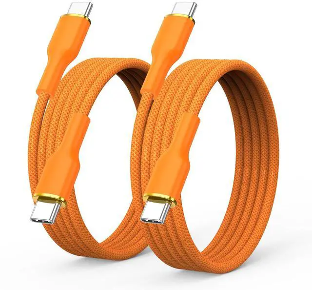 Main image of 240W USB C Cable 6.6ft 2-Pack,Type-C Fast Charging Data Cord,Braided.Orange