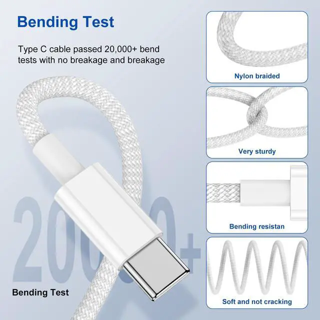 Alt view image 3 of 7 - 2Pack Type C to Type C Fast Charging Cord 6ft for Apple iPhone 17/16/15