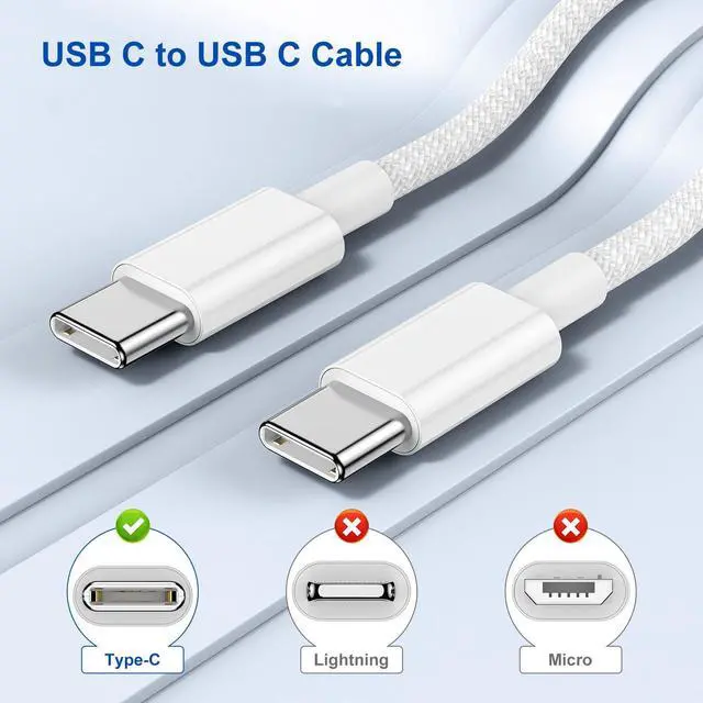 Alt view image 5 of 7 - 2Pack Type C to Type C Fast Charging Cord 6ft for Apple iPhone 17/16/15