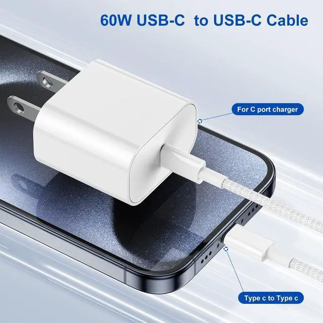 Alt view image 4 of 7 - 2Pack Type C to Type C Fast Charging Cord 6ft for Apple iPhone 17/16/15