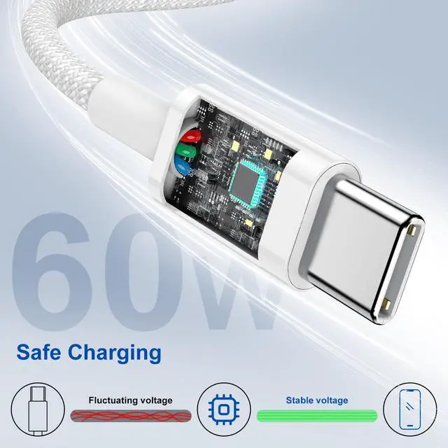 Alt view image 6 of 7 - 2Pack Type C to Type C Fast Charging Cord 6ft for Apple iPhone 17/16/15