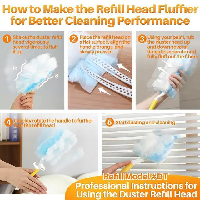 Alt view image 3 of 7 - Disposable Duster for Cleaning, with 2 Handles & 24 Ct Blue Heavy Duty Refills for Swiffer Feather Duster, Household Cleaning Tool for Electronics, Dusting Furniture, Blinds, Pet Hair
