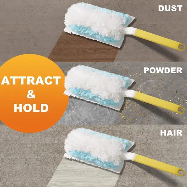 Alt view image 7 of 7 - Disposable Duster for Cleaning, with 2 Handles & 24 Ct Blue Heavy Duty Refills for Swiffer Feather Duster, Household Cleaning Tool for Electronics, Dusting Furniture, Blinds, Pet Hair