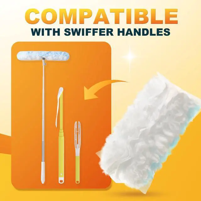 Alt view image 6 of 7 - Disposable Duster for Cleaning, with 2 Handles & 24 Ct Blue Heavy Duty Refills for Swiffer Feather Duster, Household Cleaning Tool for Electronics, Dusting Furniture, Blinds, Pet Hair