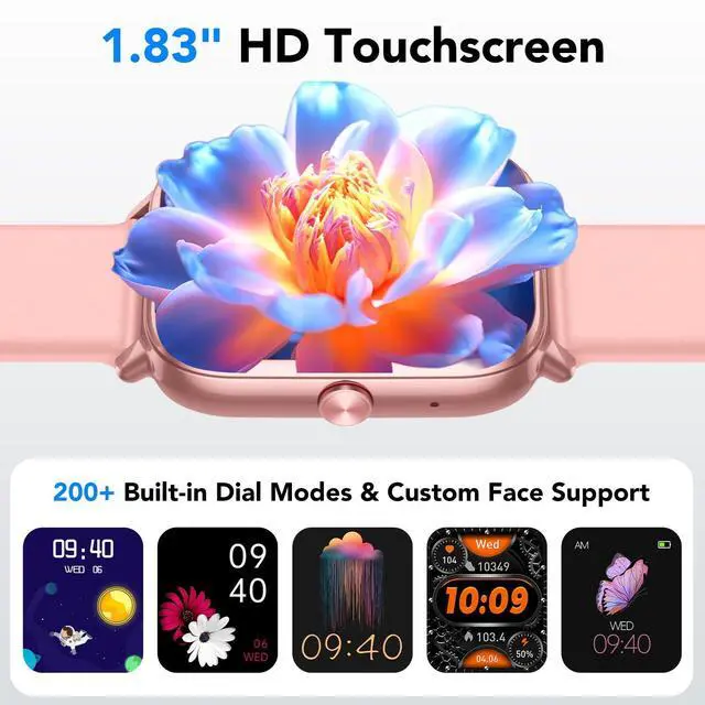 Alt view image 3 of 6 - Smart Watch for Men Women (Answer/Make Calls), 1.83" HD Touchscreen Fitness Tracker, 480Hrs Playtime,112+ Sports Modes,Fitness &Tracker,Health,Sleep,Fitness Watch for Android/iOS,IP68 Waterproof,Pink