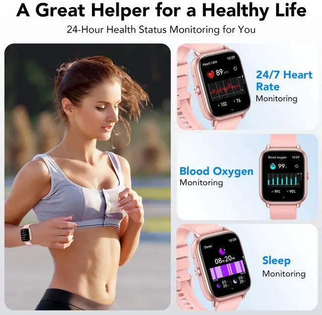 Alt view image 4 of 6 - Smart Watch for Men Women (Answer/Make Calls), 1.83" HD Touchscreen Fitness Tracker, 480Hrs Playtime,112+ Sports Modes,Fitness &Tracker,Health,Sleep,Fitness Watch for Android/iOS,IP68 Waterproof,Pink