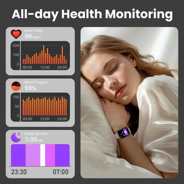 Alt view image 4 of 7 - Watch for Men Women (Answer/Make Call), 1.95" Touch Screen Fitness Tracker with Heart Rate/Sleep Monitor, IP68 Waterproof Smartwatch for Android iOS, Fitness Watch with 120+ Sports Modes, Pink
