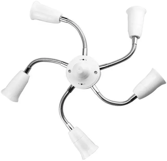 Main image of 6 in 1 E26 E27 Light Socket Splitter, 360 Degree Adjustable Adapter | adjustable socket arms rotate 360 degrees for standard E26 and E27 LED bulbs, ideal for garages, studios and workshops