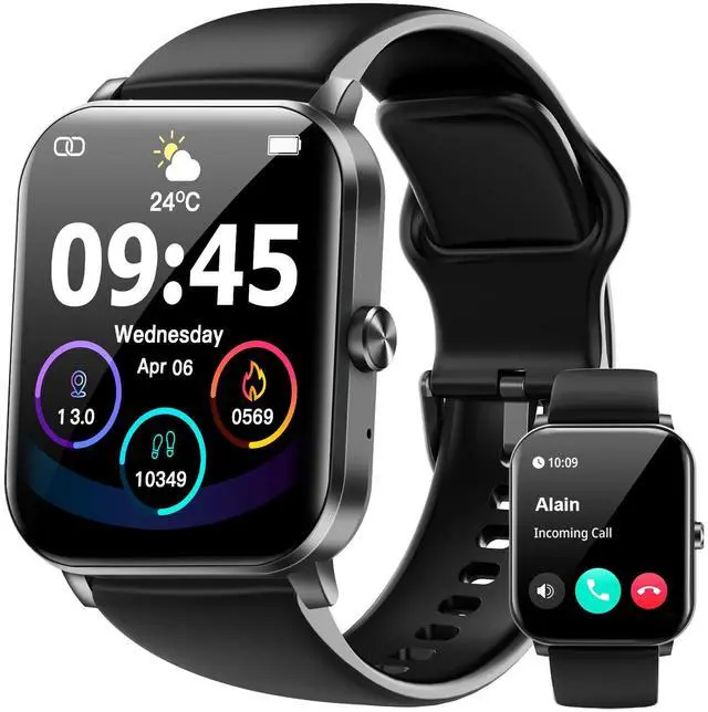 Main image of Watch, Smartwatches for Men Women, 1.85" HD Fitness Tracker (Answer/Make Calls), 120+ Sport Modes, Heart Rate/Sleep Monitor, IP68 Waterproof Fitness Watch, Smartwatch for Android iOS (Black)