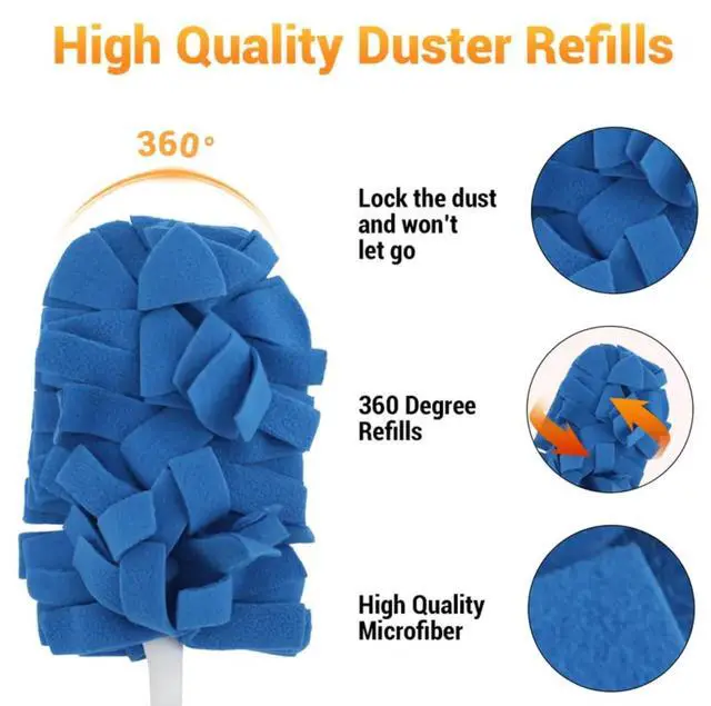 Alt view image 2 of 7 - Duster Refill Compatible with Swiffer - 5 Pack 360° Electrostatic Duster Refills with Handle - Heavy Duty Dusters Refills for Dust, Hair, Furniture, Blinds & Ceiling Fans