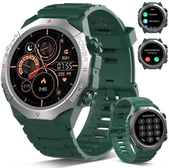 Main image of Military Smart Watches for Men(Answer/Make Calls), 1.39"HD Fitness Watch, 24/7 Heart Rate Sleep Monitor, Smart Watch for Men 110+ Sport Modes, 30Day, IP68 Waterproof Smartwatch for Android iOS, Olive