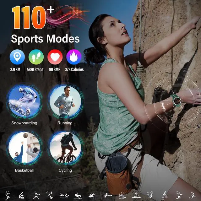 Alt view image 3 of 7 - Military Smart Watches for Men(Answer/Make Calls), 1.39"HD Fitness Watch, 24/7 Heart Rate Sleep Monitor, Smart Watch for Men 110+ Sport Modes, 30Day, IP68 Waterproof Smartwatch for Android iOS, Olive