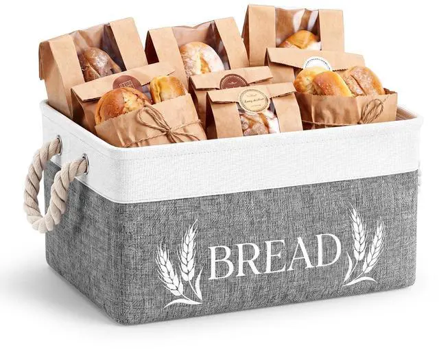 Main image of Bread Storage Basket Foldable Bread Storage Container Bin with Handles Burlap Basket Box for Kitchen Counter and Pantry
