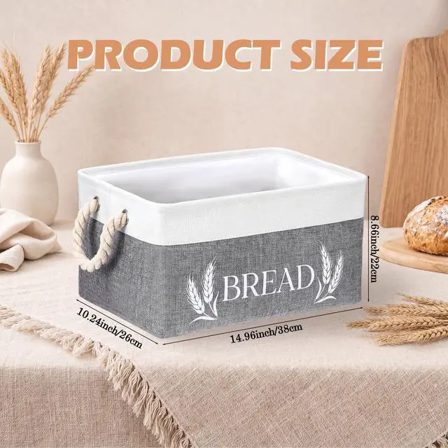 Alt view image 2 of 6 - Bread Storage Basket Foldable Bread Storage Container Bin with Handles Burlap Basket Box for Kitchen Counter and Pantry