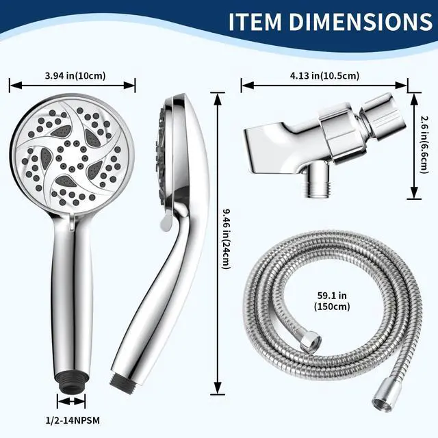 Alt view image 6 of 7 - 6-Mode Shower Head with Handheld, High Pressure Hand held Shower Head