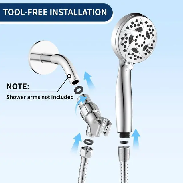 Alt view image 7 of 7 - 6-Mode Shower Head with Handheld, High Pressure Hand held Shower Head