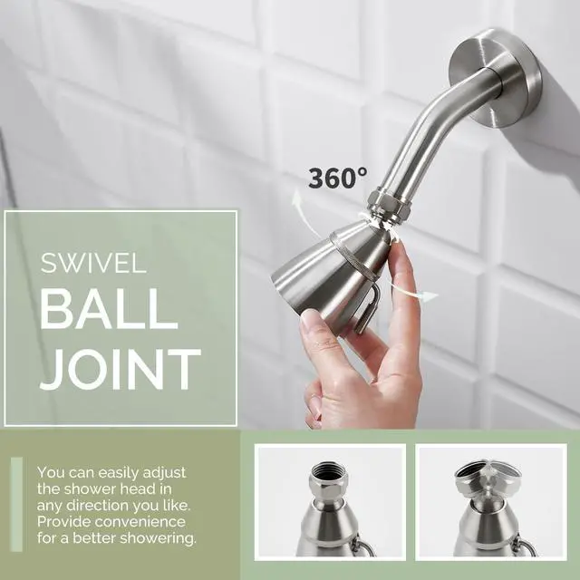 Alt view image 5 of 7 - Shower Head High Flow, Brass Shower Sprayer, Brushed Nickel