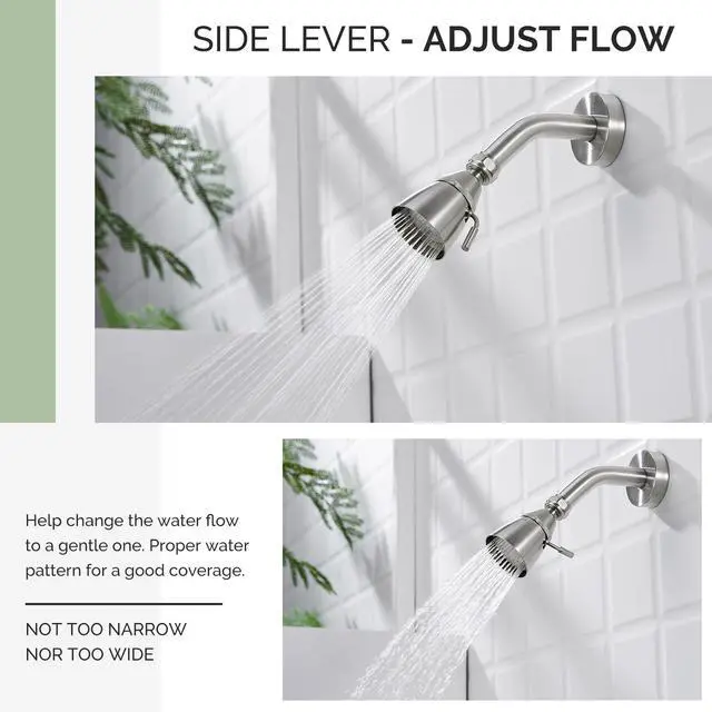 Alt view image 4 of 7 - Shower Head High Flow, Brass Shower Sprayer, Brushed Nickel