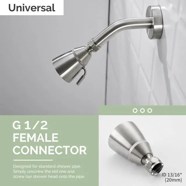 Alt view image 7 of 7 - Shower Head High Flow, Brass Shower Sprayer, Brushed Nickel