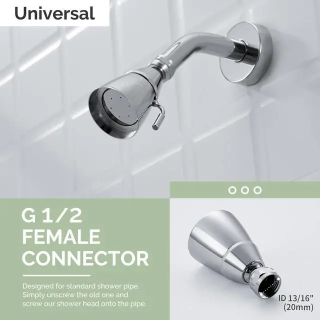 Alt view image 7 of 7 - Shower Head High Pressure, Brass Shower Sprayer G 1/2, Chrome