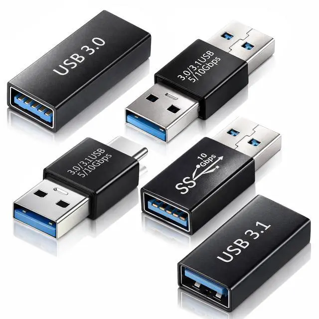 Main image of USB to USB Adapter 4 Kinds of USB3.0 Apters Kit USB-3.0-Type C Converter USB3.0 Female to Male Male-Males and Female-Female Connector Extension Coupler Connector Converts High Speed Convert (5 Pack)