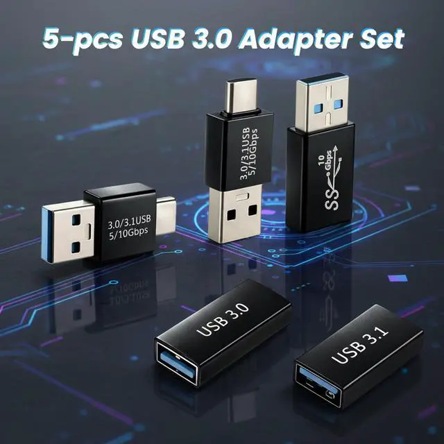 Alt view image 7 of 7 - USB to USB Adapter 4 Kinds of USB3.0 Apters Kit USB-3.0-Type C Converter USB3.0 Female to Male Male-Males and Female-Female Connector Extension Coupler Connector Converts High Speed Convert (5 Pack)