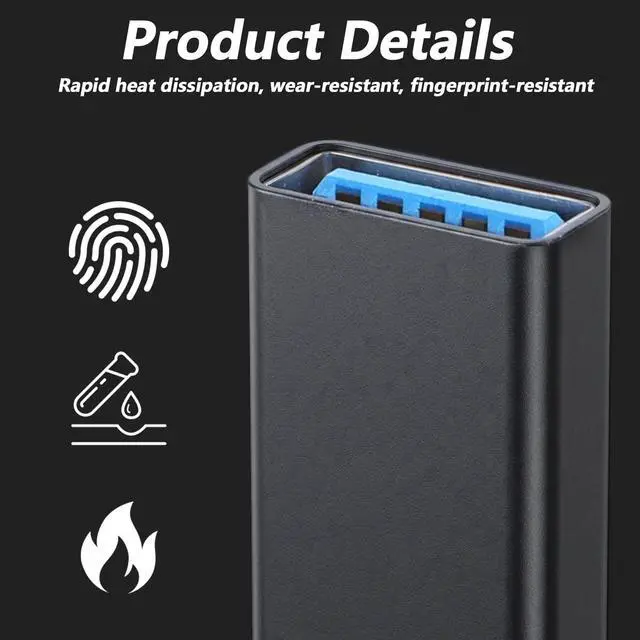 Alt view image 7 of 7 - USB 3.0 Female to Female Adapter 2 Pack and USB-A to USB-C Adapter 3 Pack 10Gbps USB 3.1 Bi-Directional USB Extension Connector for Data Sync and Fast Charging