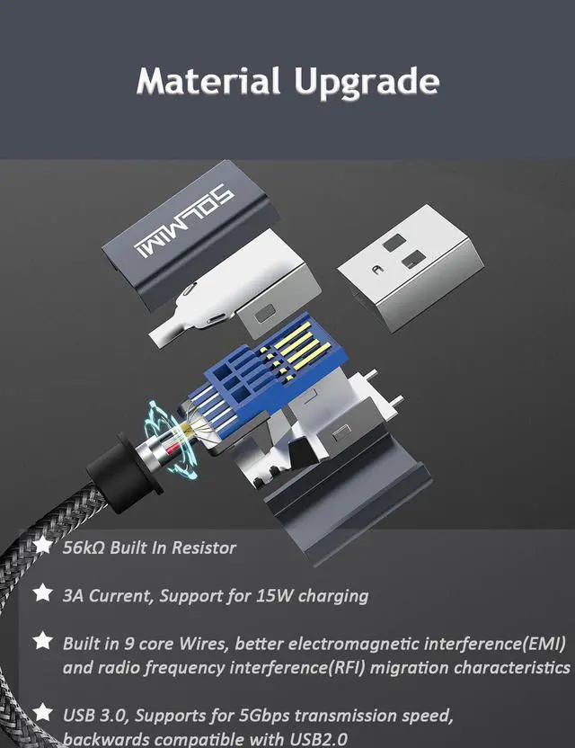 Alt view image 7 of 7 - USB to USB C Female Adapter 0.5FT for Data Transfer,Music,Charging | 5gbps High Speed Transfer,15W Charging,Compatible with USB C headphone, U disk/Card reader/Hub/Keyboard/mouse etc.