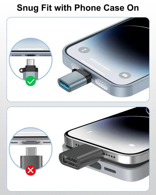 Alt view image 6 of 7 - USB to USB C Adapter 4 Pack, Type C to USB OTG Adapter for iPhone 17/16/15 | High-Speed Data Transfer C to USB Adapter for Apple iPhone 17 16 15 Pro Max/Plus, MacBook Pro/Air, iPad Pro/Air, Mac Mini