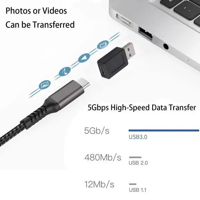 Alt view image 3 of 5 - 2PCS USB 3.0 Male to USB-C Female Adapter,5Gbps USB A to Type C Converter for Data Sync and Charging,Compatible with Laptop,Hard Drive,Mobile Phones