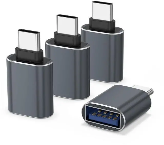 Main image of 4 Pack USB C to USB Adapter, USB C Male to USB Female Adapter for MacBook Pro,iPhone 15 16 17 Pro Max,Samsung Galaxy S9 S10 S20 S21 S22 S23 S24 S25 Ultra and More Type C Devices (Grey)