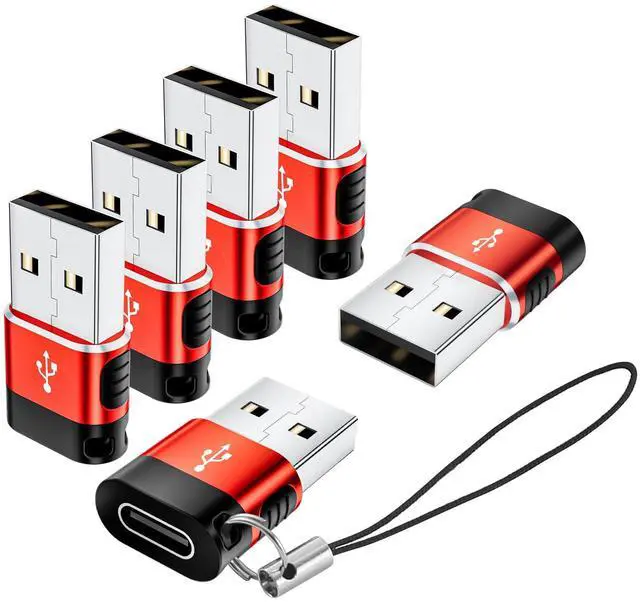 Main image of USB to USB C Adapter 6 Pack,USB Male to Type C Female Converter | Data Transfer & Charging Adapter,Anti-Slip Design,for iPhone 17 16 15 14 13,Samsung Galaxy S25 S24 S23,iPad,iWatch,AirPods