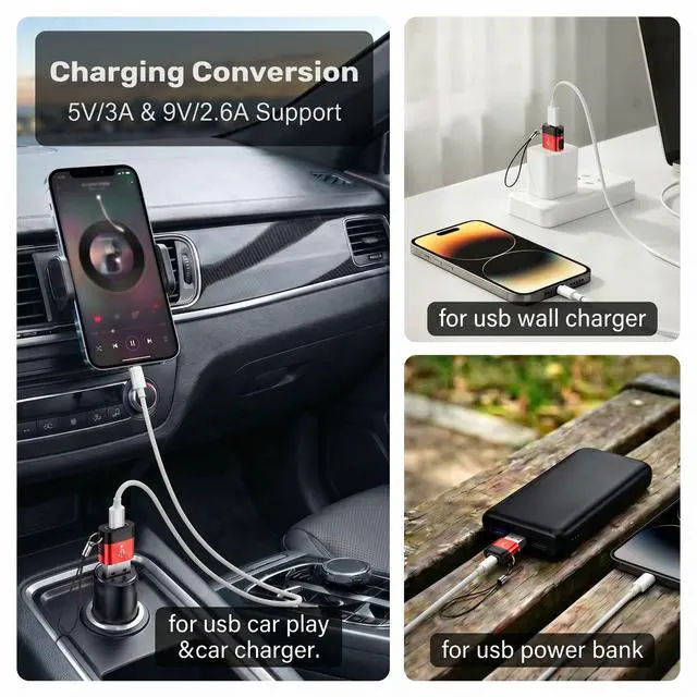Alt view image 4 of 7 - USB to USB C Adapter 6 Pack,USB Male to Type C Female Converter | Data Transfer & Charging Adapter,Anti-Slip Design,for iPhone 17 16 15 14 13,Samsung Galaxy S25 S24 S23,iPad,iWatch,AirPods