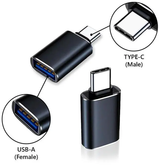 Alt view image 4 of 5 - USB C to USB Adapter Pack of 4, USB 3.0 Female to Thunderbolt 4/3 Adapter Compatible with MacBook Pro Air 2024 | 2025, Surface, iPad, iPhone, Galaxy Notebook, XPS and More Type C Devices, Space