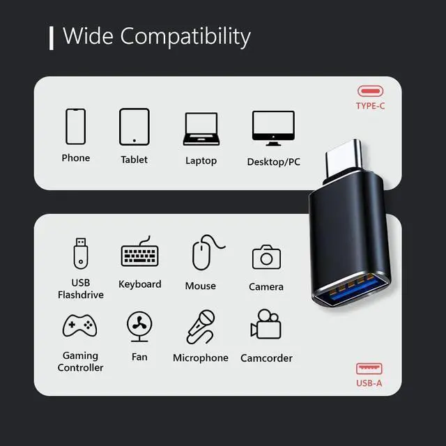 Alt view image 5 of 5 - USB C to USB Adapter Pack of 4, USB 3.0 Female to Thunderbolt 4/3 Adapter Compatible with MacBook Pro Air 2024 | 2025, Surface, iPad, iPhone, Galaxy Notebook, XPS and More Type C Devices, Space