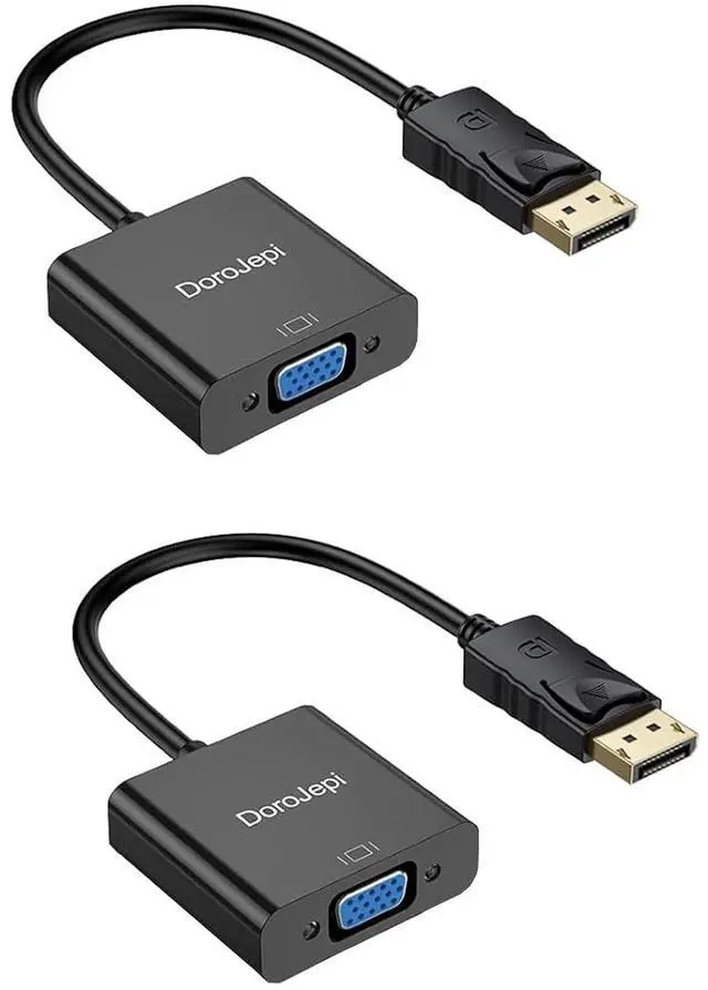 Main image of VGA Adapter 2 Pack,Display Port DP to VGA 15Pin 1080P@60Hz | 2PK DP to VGA Male to Female Gold-Plated for PC,Laptop,Desktop, Graphics Card, Monitor,Projector,HDTV Display, Computer