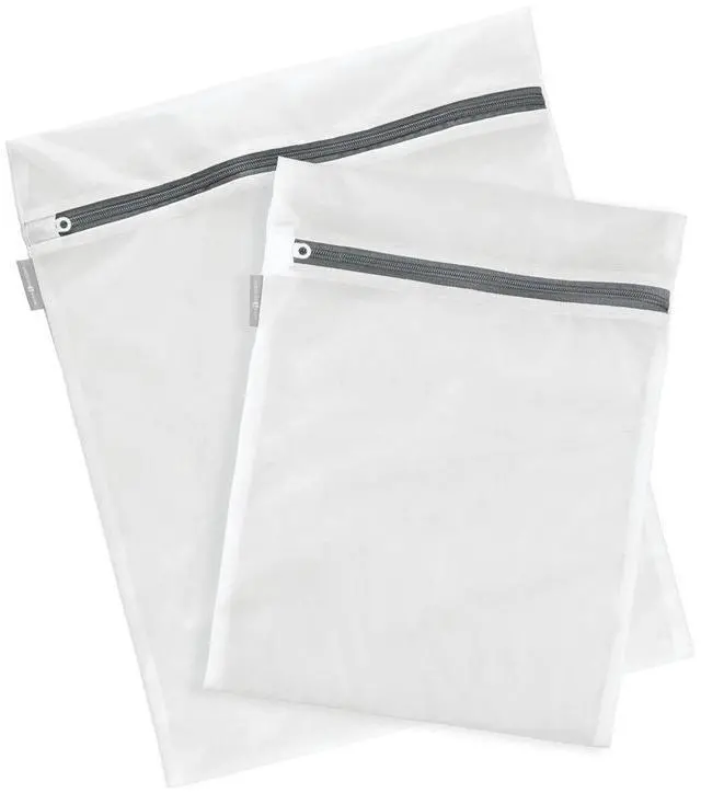 Main image of Mesh Laundry Bags with Built in Zipper for Cleaning Delicates Set of 2, 1 Medium and 1 Large Bag, White