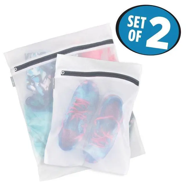 Alt view image 2 of 7 - Mesh Laundry Bags with Built in Zipper for Cleaning Delicates Set of 2, 1 Medium and 1 Large Bag, White