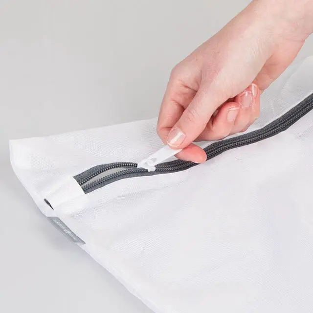 Alt view image 7 of 7 - Mesh Laundry Bags with Built in Zipper for Cleaning Delicates Set of 2, 1 Medium and 1 Large Bag, White