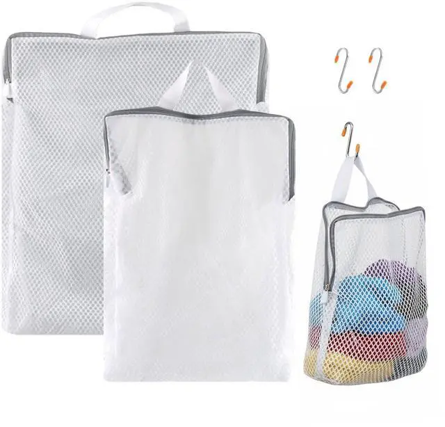 Main image of 3 Pcs Mesh Hanging Laundry Bags With S Hooks, Durable Protective Wash Bags to Help Prevent Snagging, Tangling, and Shape Changes, Laundry Bags for Delicates and Sorting