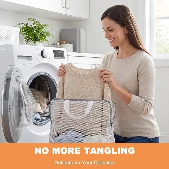 Alt view image 6 of 7 - 3 Pcs Mesh Hanging Laundry Bags With S Hooks, Durable Protective Wash Bags to Help Prevent Snagging, Tangling, and Shape Changes, Laundry Bags for Delicates and Sorting