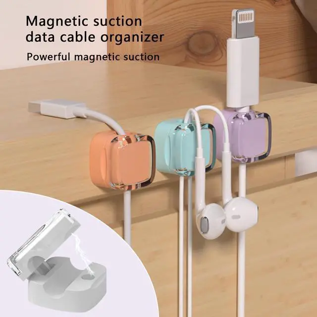 Alt view image 5 of 7 - 6 Pack Magnetic Cable Clips Cord Organizer White Self Adhesive Cord Holder Under Desk Cable Management for Home, Office, Car, Desk, Nightstand