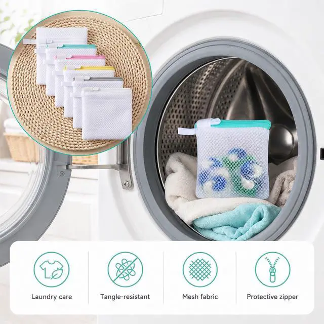 Alt view image 6 of 7 - 6 Pcs Small Mesh Laundry Bags, Mesh Wash Bags for Delicates | with Zipper to Protect Socks, Bras & Underwear, 5.5 x 4.7 Inch (Multicolor)