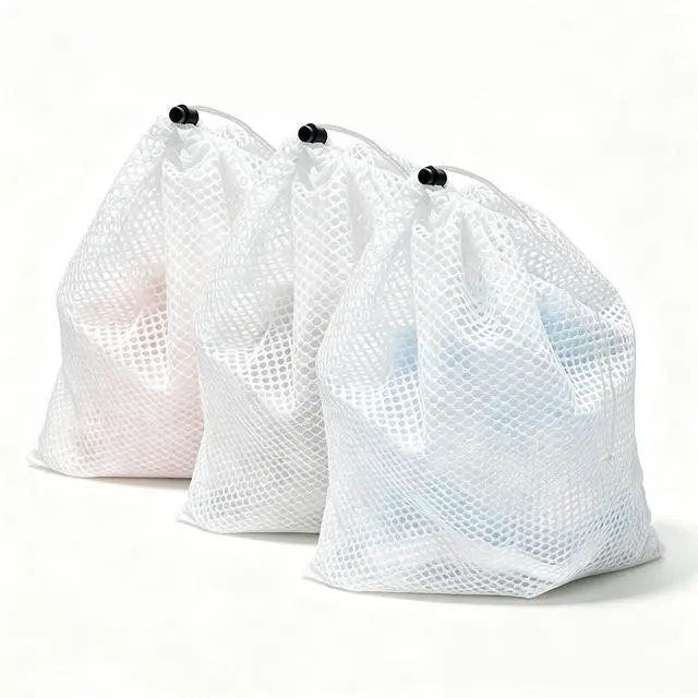 Main image of Mesh Drawstring Laundry Storage Bags | Breathable mesh organizer, suitable for garments, socks and travel essential .