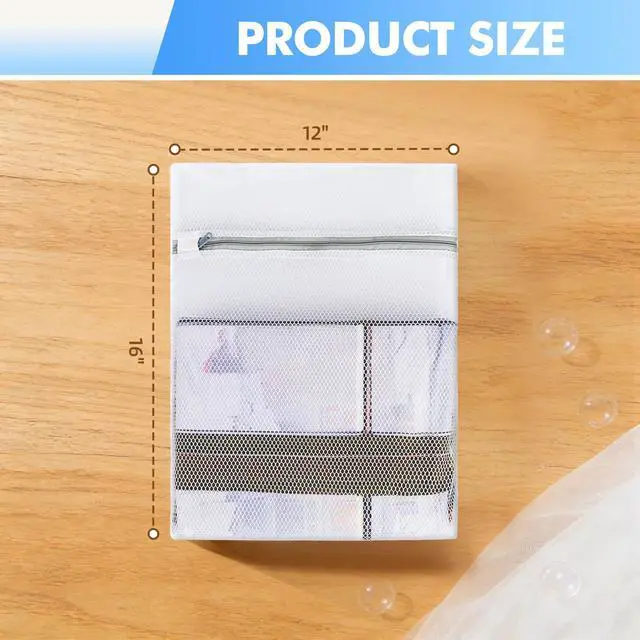 Alt view image 2 of 7 - 4PCS Large Mesh Laundry Bags for Delicates - 12x16 Inch White Honeycomb Wash Bags for Lingerie, Sweaters, Shoes