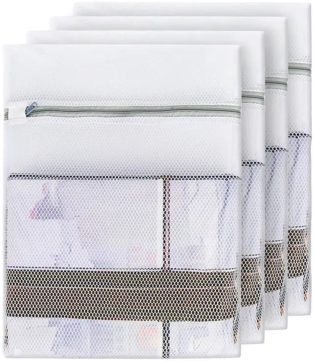 Main image of 4PCS Large Mesh Laundry Bags for Delicates - 12x16 Inch White Honeycomb Wash Bags for Lingerie, Sweaters, Shoes