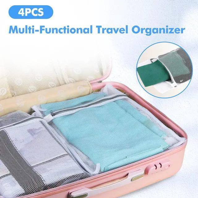 Alt view image 3 of 7 - 4PCS Large Mesh Laundry Bags for Delicates - 12x16 Inch White Honeycomb Wash Bags for Lingerie, Sweaters, Shoes