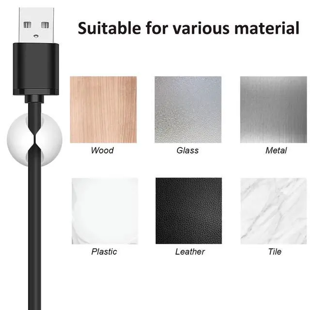 Alt view image 2 of 7 - Cord Holder Cable Clips, 12PCS Self-Adhesive Wire Management Keeper Cord Organizer Charger Holder for Desktop USB Charging Cable Nightstand Power Cord Mouse Cable Wire PC Office Home (White)