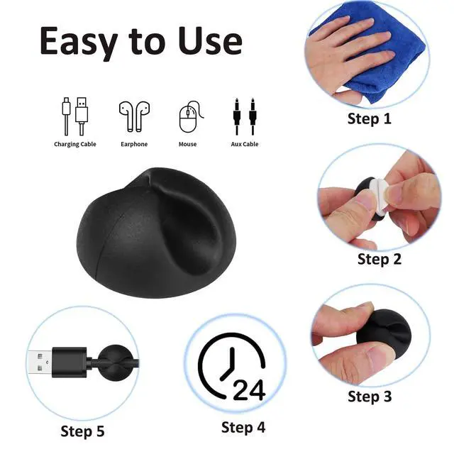 Alt view image 4 of 7 - Cord Holder Cable Clips, 12PCS Self-Adhesive Wire Management Keeper Cord Organizer Charger Holder for Desktop USB Charging Cable Nightstand Power Cord Mouse Cable Wire PC Office Home (White)
