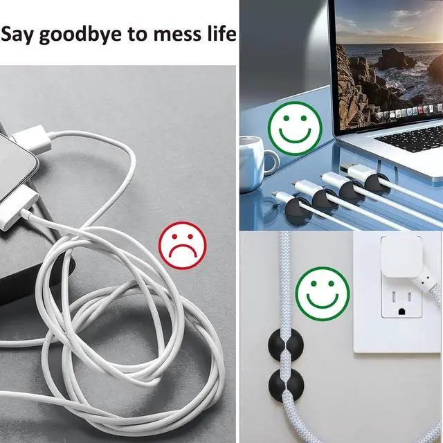 Alt view image 5 of 7 - Cord Holder Cable Clips, 12PCS Self-Adhesive Wire Management Keeper Cord Organizer Charger Holder for Desktop USB Charging Cable Nightstand Power Cord Mouse Cable Wire PC Office Home (White)